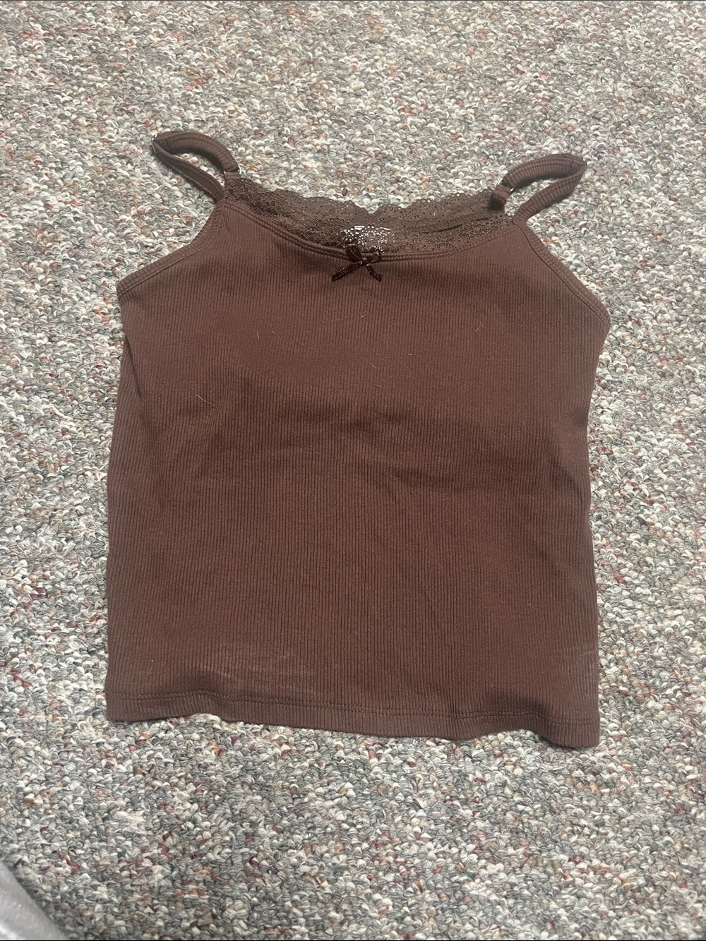 eye candy Brown Lace-Trim Ribbed Camisole